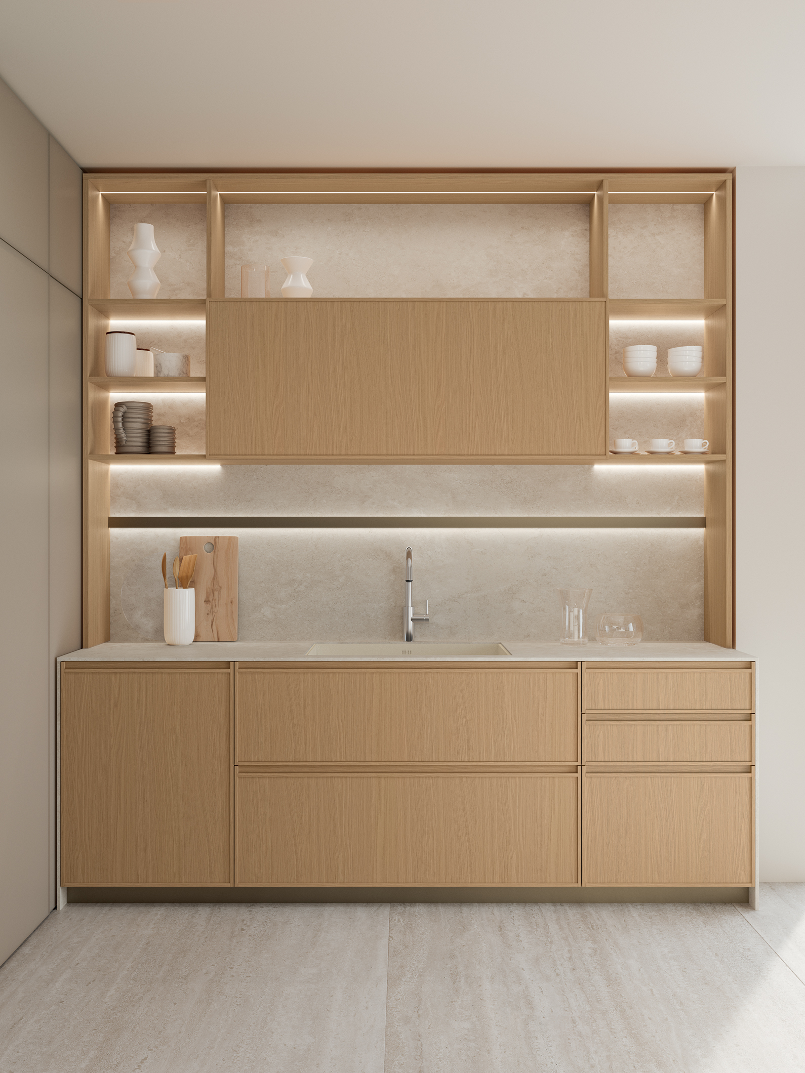 Veneta Cucine kitchen with warm natural finishes